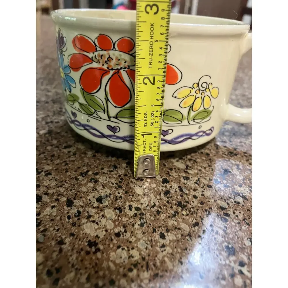 Soup Mug Boho Flower Power 4.25" Wide Wildflower made in Japan Vintage - Picture 4 of 8